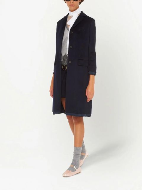 Miu Miu Single-Breasted Velour coat - Blue - zdjęcie produktu nr 2