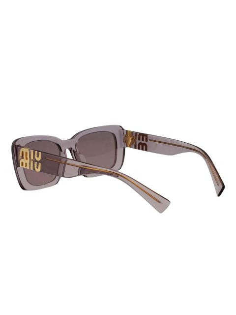 Miu Miu Eyewear logo-plaque rectangle-frame sunglasses - Neutrals