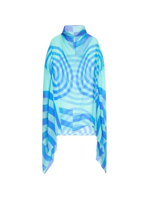 DRIES VAN NOTEN patterned cape dress - Blue - zdjęcie produktu nr 1