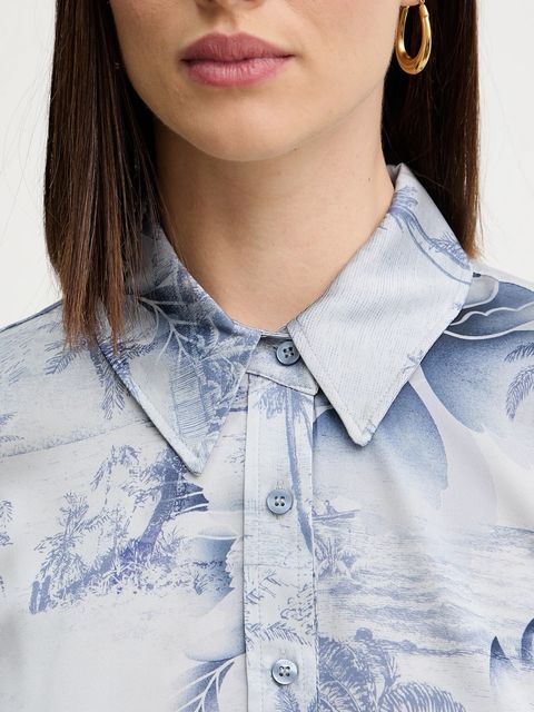 Guess koszula CONCETTA damska kolor niebieski regular z kołnierzykiem klasycznym W5YH03 WF1T2