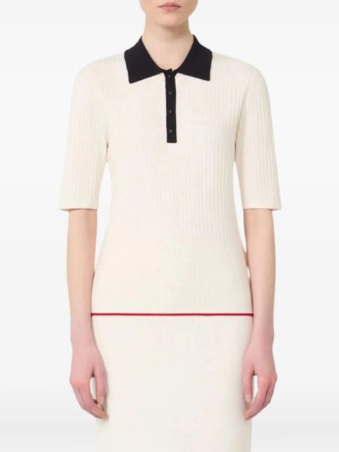 Max Mara button ribbed polo top - Neutrals - zdjęcie produktu nr 2