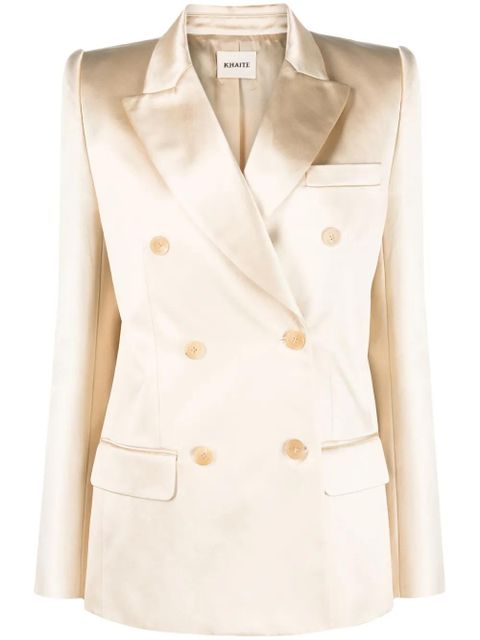 KHAITE Nathan satin double-breasted blazer - Neutrals - zdjęcie produktu nr 1