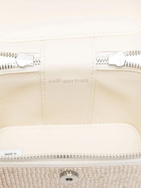 Self-Portrait crystal-embellished mini bag - Neutrals
