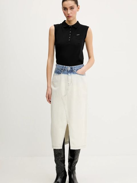 Karl Lagerfeld Jeans spódnica jeansowa kolor niebieski midi prosta A2W12014 - zdjęcie produktu nr 2