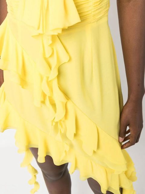 Alessandra Rich strapless ruffled asymmetric dress - Yellow