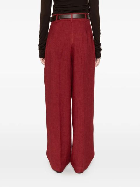 Max Mara belted pleated trousers - Red
