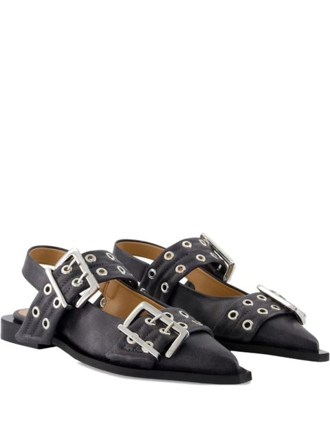 GANNI buckle pointed-toe flats - Black
