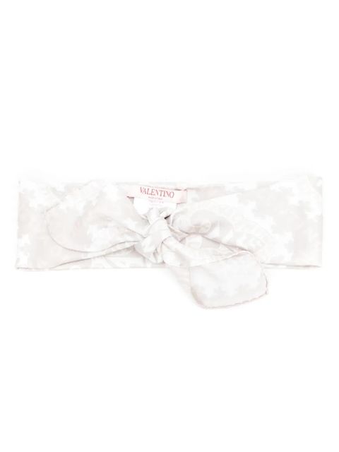 Valentino Garavani logo-embroidered silk hair band - Neutrals - zdjęcie produktu nr 1