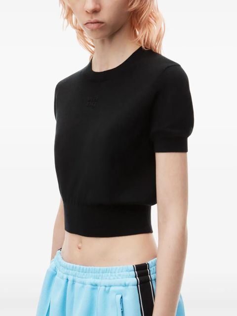 Alexander Wang logo-embossed knitted T-shirt - Black