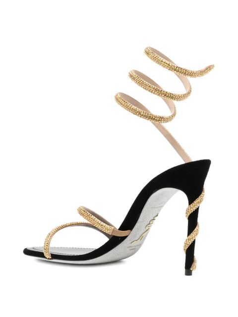 René Caovilla 110mm crystal-embellished spiral sandals - Black