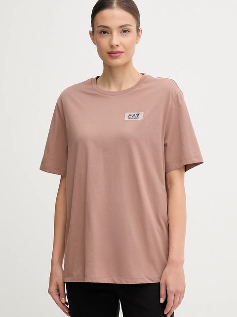 EA7 Emporio Armani t-shirt bawełniany damski kolor brązowy AF12503.7W000407 - zdjęcie produktu nr 1