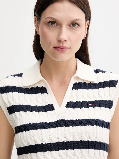 Tommy Hilfiger kamizelka bawełniana damski kolor beżowy lekki WW0WW45655