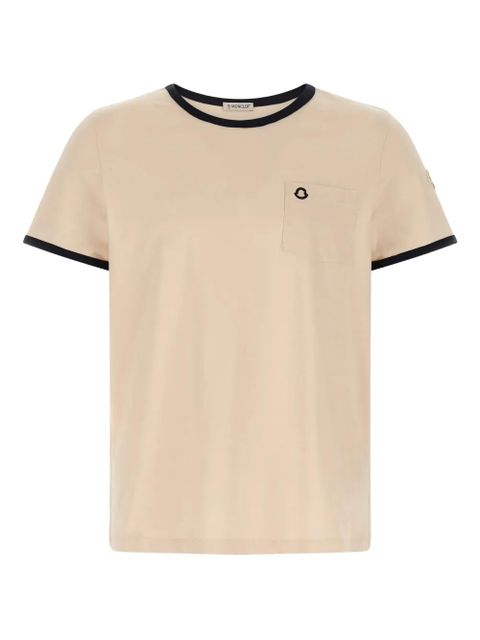 Moncler logo-embroidered cotton T-shirt - Neutrals - zdjęcie produktu nr 1