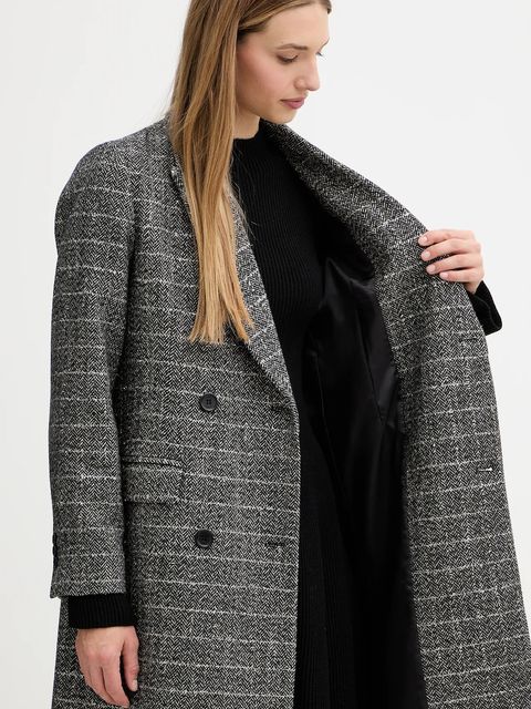 Twinset płaszcz z dodatkiem wełny kolor beżowy 252TT2041 - zdjęcie produktu nr 2