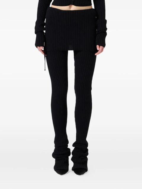 Blumarine ribbed-knit tie-detail trousers - White