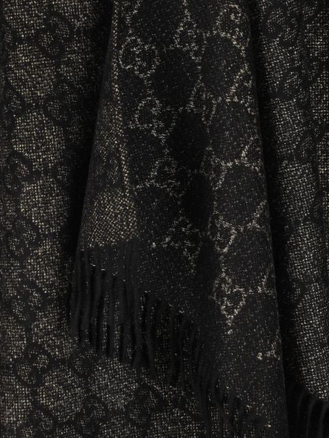 Gucci fringed jacquard cape - Black
