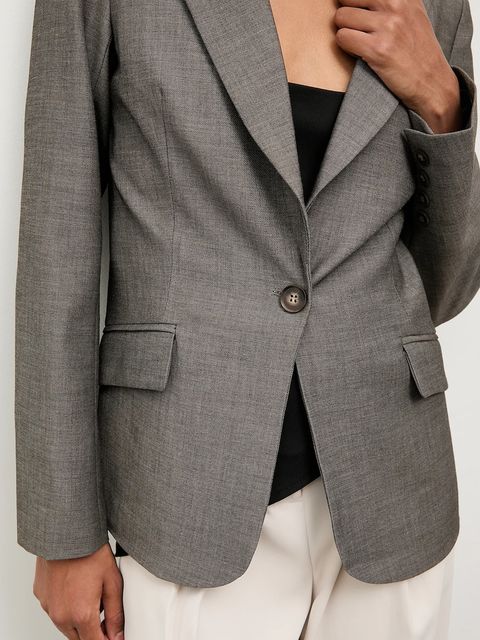 Answear.LAB marynarka kolor szary jednorzędowa gładka