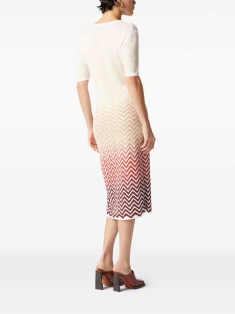 Missoni zigzag-woven midi dress - White