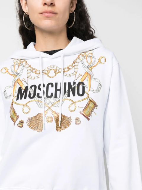 Moschino logo-print organic cotton hoodie - White