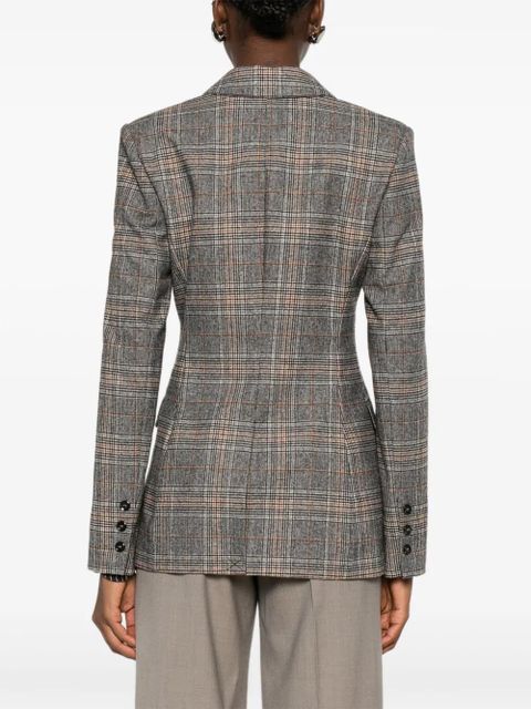 PINKO checked double-breasted fitted jacket - Grey