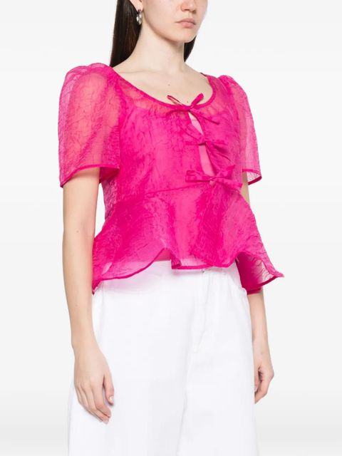 GANNI shibori organza blouse - Pink