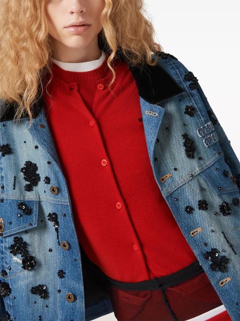 Miu Miu logo-embroidered cashmere cardigan