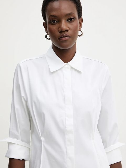 Guess koszula CASSIDY damska kolor biały regular z kołnierzykiem klasycznym W5BH64 WAF10