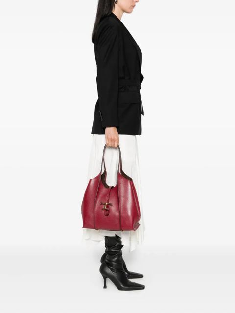Tod's Timeless T-bar clasp leather tote bag - Red - zdjęcie produktu nr 2