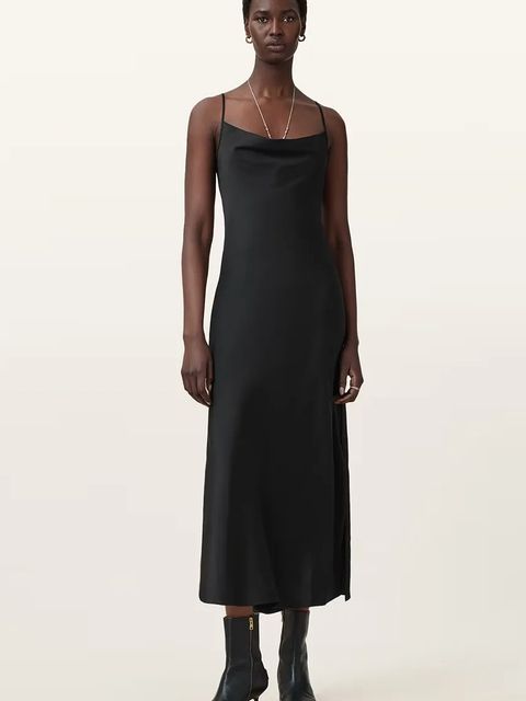 AllSaints sukienka HADLEY kolor czarny midi dopasowana W033DZ