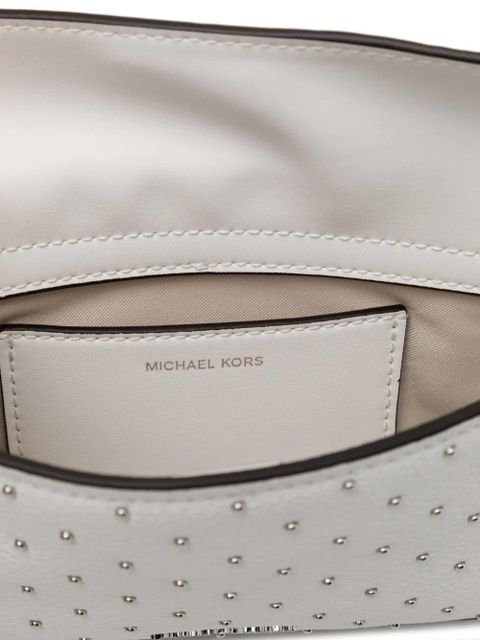 Michael Kors Bryant Small Studded Leather Convertible Pochette - White
