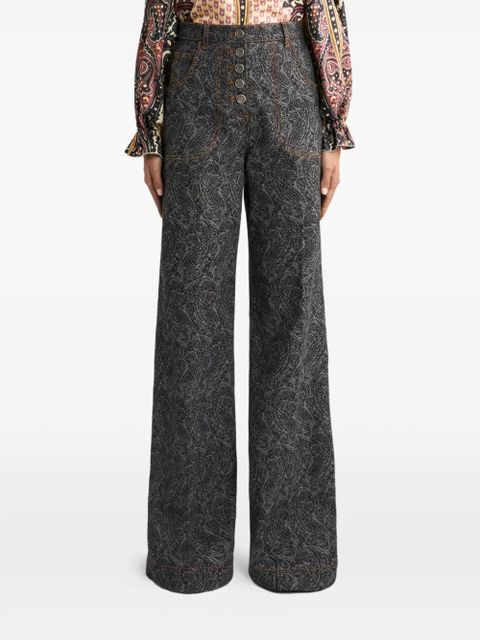 ETRO flared jacquard paisley jeans - Grey