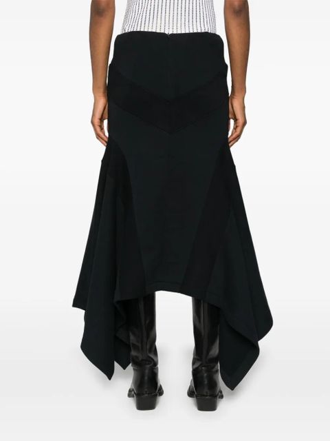 The Attico asymmetric cotton midi skirt - Black