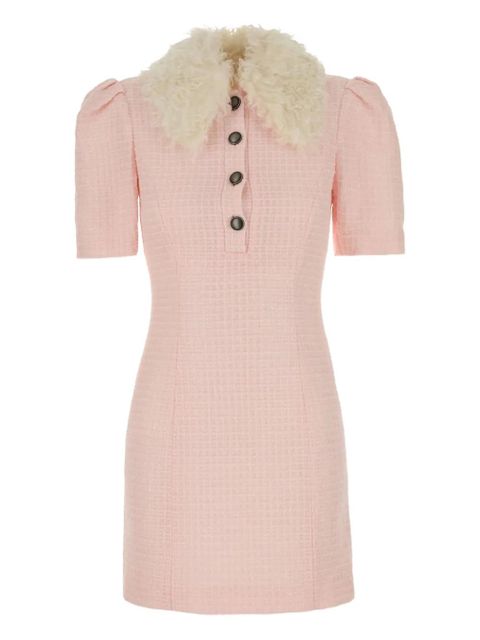 Alessandra Rich button-up dress with faux fur collar - Pink - zdjęcie produktu nr 1
