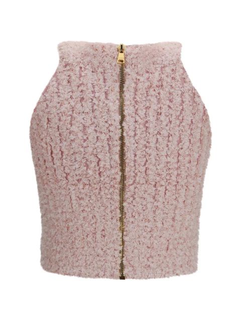 Balmain halterneck knit tweed top - Pink