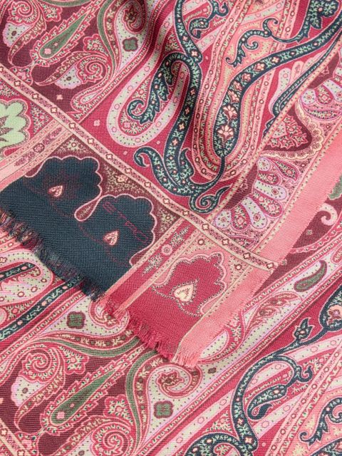 ETRO paisley print wool silk scarf - Pink