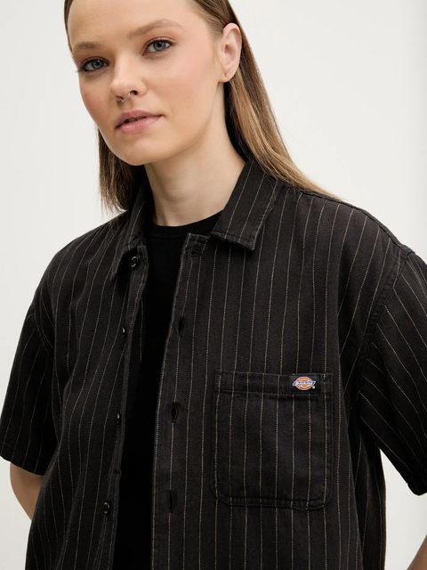 Dickies koszula bawełniana damska kolor czarny regular z kołnierzykiem klasycznym DK0A4Z7UBLK1
