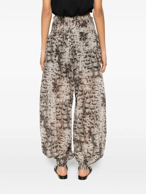 PINKO Bore snakeskin-print smocked trousers - Neutrals