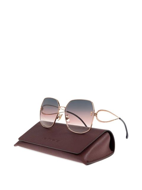 ETRO floral-detail geometric-frame sunglasses - Gold - zdjęcie produktu nr 2