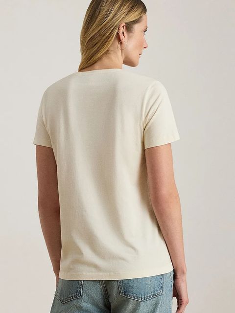 Lauren Ralph Lauren t-shirt bawełniany damski kolor beżowy 200980211