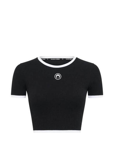 Marine Serre moon-logo crop top - Black - zdjęcie produktu nr 1