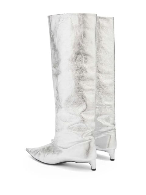 Jil Sander 30mm metallic knee boots - Grey