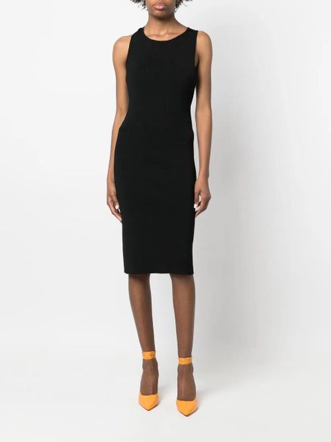 Yves Salomon ribbed cross-strap midi dress - Black