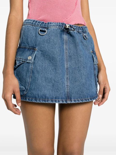 Coperni appliqué-logo denim cargo skirt - Blue