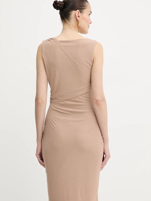 Guess sukienka PRISCA kolor beżowy midi dopasowana W5YK27 KAQL2