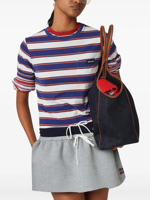 Miu Miu striped cotton T-shirt - Blue - zdjęcie produktu nr 2