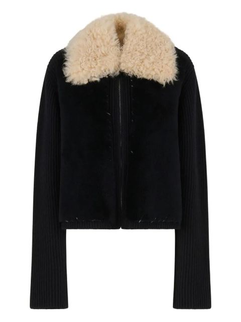 Marni fur-collared zip jacket - Black - zdjęcie produktu nr 1