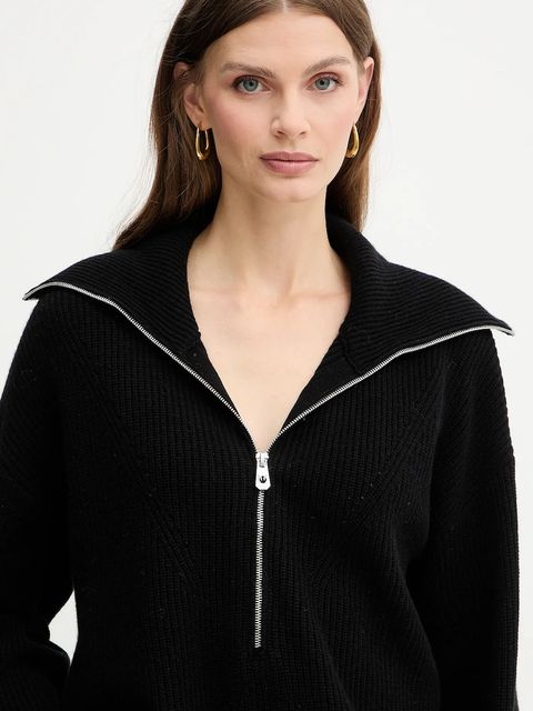 Pinko sweter z dodatkiem wełny damski kolor czarny z półgolfem 105448 A2Q9