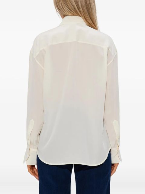 Victoria Beckham pleated-detail silk shirt - Neutrals