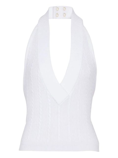 Balmain cable-knit halterneck top - White - zdjęcie produktu nr 1