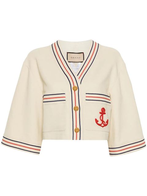 Gucci Anchor-appliqué cropped cardigan - Neutrals - zdjęcie produktu nr 1